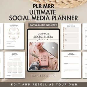 PLR Planner Social Media Content Tracker Done for you VA Business Plan Kit Marketing Planner Editable Canva Mrr Digital Product Resell