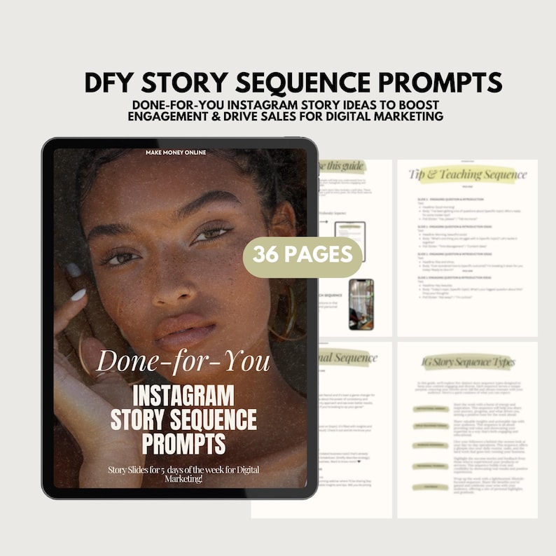 DFY Story Sequence Prompts for Digital Marketing for Instagram, Instant Download, Done for you