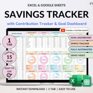 Savings Tracker Sinking Funds Tracker Google Sheets Excel Spreadsheet Savings Template Money Savings Planner Goal Tracker Personal Finance