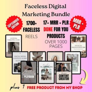 17 Faceless Digital Marketing MRR Products, 1700 Faceless Reels, DFY, Master Resell Rights, Digital Marketing, Woman Digital Marketing