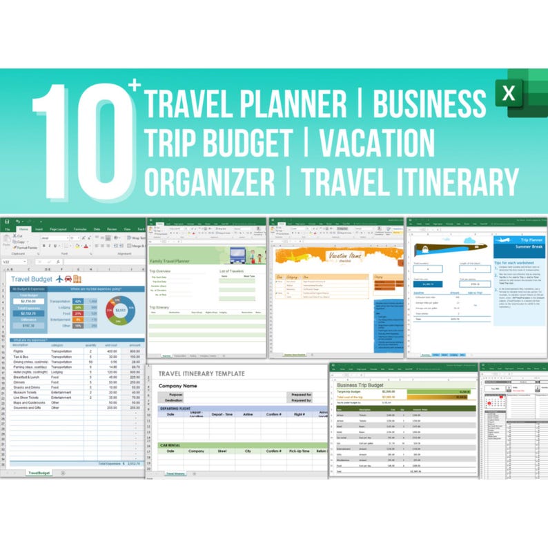 10+ Travel Planner Business Trip Budget Vacation Organizer Travel Itinerary