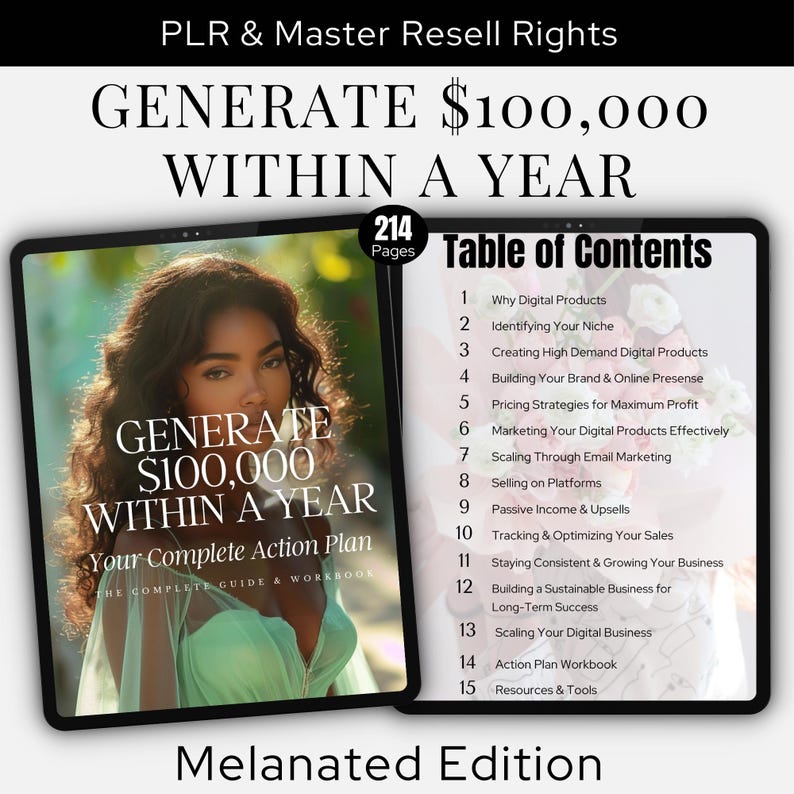 Make Money Online PLR Melanin Digital Products Start An Online Business Guide Master Resell Rights Generate 100,000 Within a Year Guide DFY