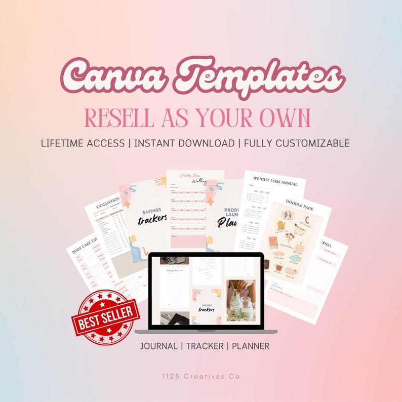 PLR Canva Template Bundle, PLR Products, Canva PLR Templates, Planners, Journals, Trackers, Master Resell Rights