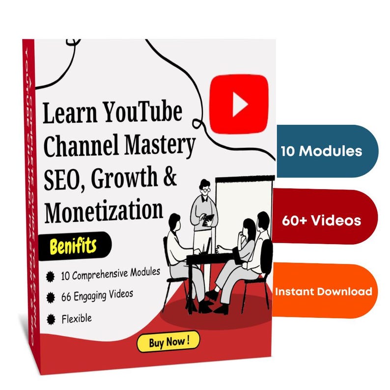 Learn YouTube Channel Monetization and Video Optimization Course, Content Scheduler, Boost Views, Video Concepts, Growth Techniques