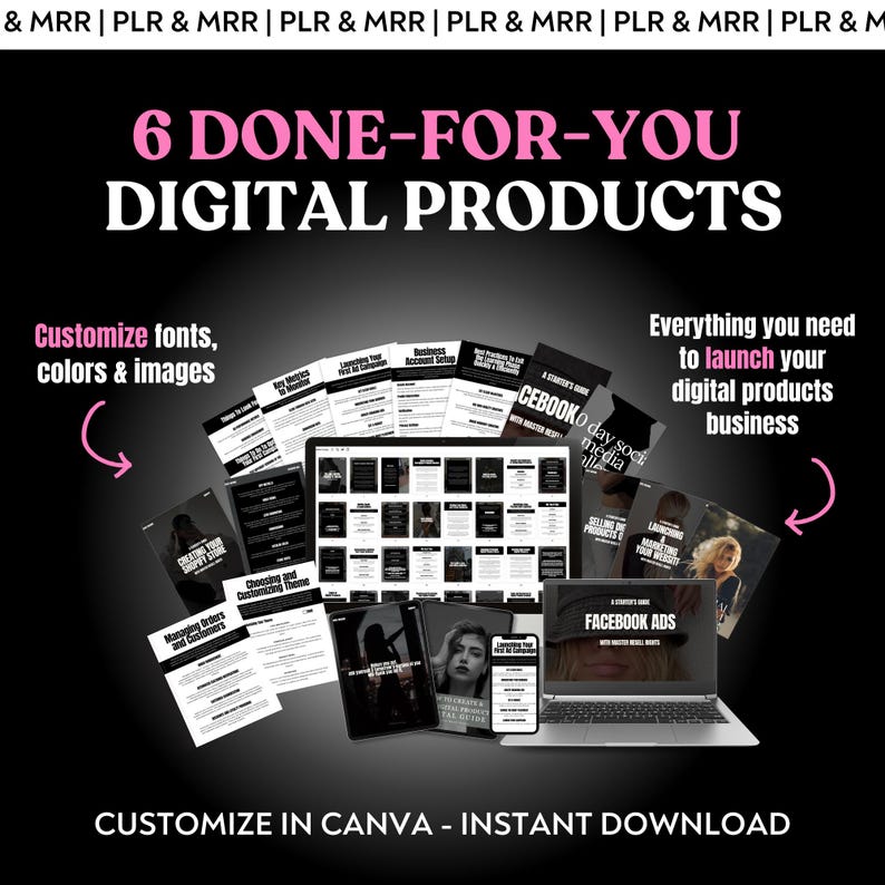 6 Done For You Digital Products MRR PLR, Start a Digital Marketing Business, Marketing eBook, Master Resell Rights, Private Label Rights