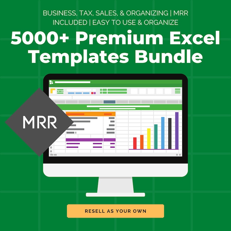 5000+ Premium Excel Templates Bundle | Business, Tax, Sales, Organizing | MRR Included, Easy to Use & Organize, PLR Excel Templates, Resell