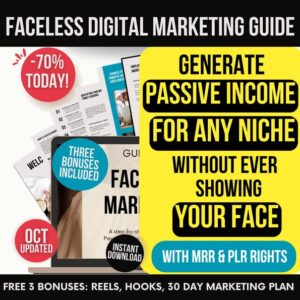 Faceless Digital Marketing Guide with MRR & PLR, Done for You Digital Marketing Course to Resell, Faceless Social Media Marketing Ebook