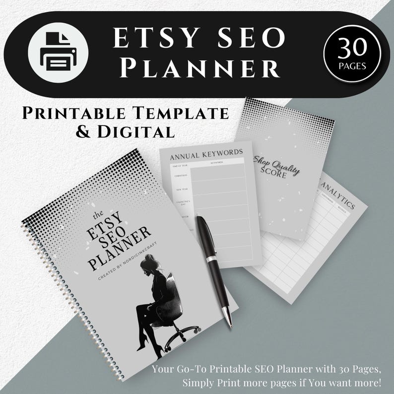 SEO Keyword Planner, Printable & Digital Template for  Sellers to Boost Sales