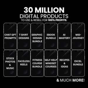30+ Million Resell Digital Products Bundle Ideal for Passive Income, Featuring Private Label Rights & Master Resell Rights (MRR)