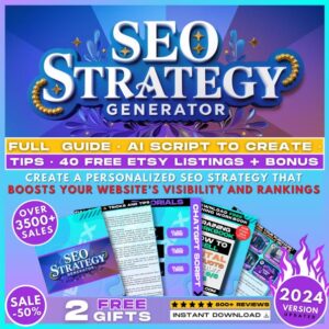 SEO Strategy Generator ChatGPT Prompt, SEO Plan Creator, AI-Driven Seo Strategy Tool for Website, Custom Seo Planning, Digital Marketing Aid